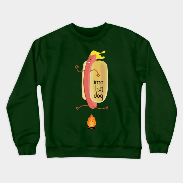 IMA HOT DOG jumping fire Crewneck Sweatshirt by Sanford Studio